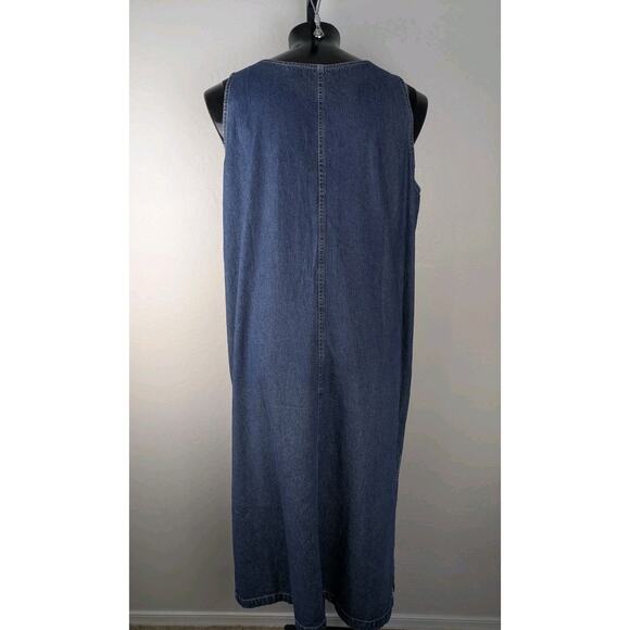 Vintage CST Blues 1X denim sleeveless maxi dress modest red yellow stitching - Picture 2 of 7